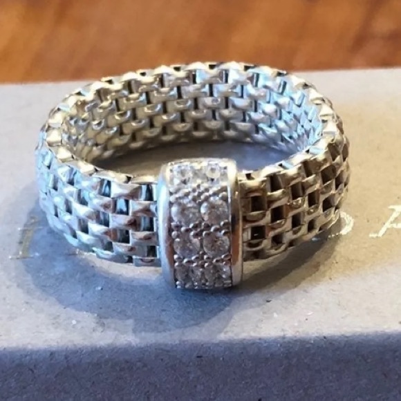 Silpada Sterling Silver Cubic Zirconia Italia Stretch Ring Size Medium - Picture 6 of 8